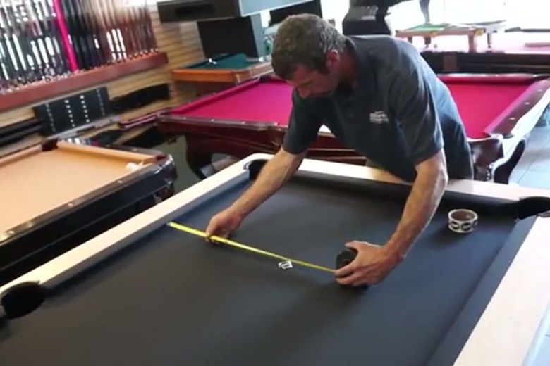 Measuring a slate pool table before wrapping